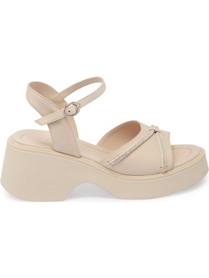 Tergan Bej Hakiki Deri Kadın Sandalet - K25Y1SN68057-A25