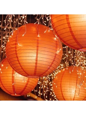 VeraGlobe Buğz Dekoratif Çin Feneri – Kağıt Lamba - Turuncu