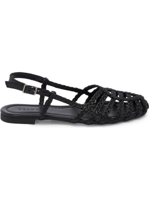 Tergan Siyah Hakiki Deri Kadın Sandalet - K25Y1SN67954-A23