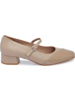 Tergan Vizon Hakiki Rugan Deri Kadın Topuklu Ayakkabı - K25I1AY68090-W22