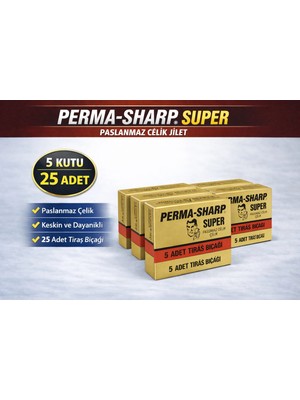 VeraGlobe Buğz Perma-Sharp Super Paslanmaz Çelik Tıraş Bıçağı 5’li 5 Kutu