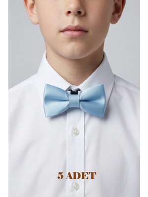 23 Nisan Doğum Günü ve Özel Günler Için Ayarlanabilir Lastikli Çocuk Saten Papyon 5\'li Set 0-14 Yaş