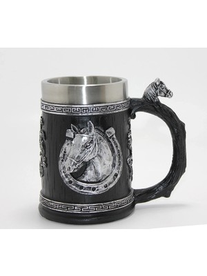 Buğz 3D Kabartmalı At Büstü Paslanmaz Çelik Kupa Bardak ALK4475