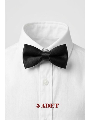 23 Nisan Doğum Günü ve Özel Günler Için Ayarlanabilir Lastikli Çocuk Saten Papyon 5\'li Set 0-14 Yaş