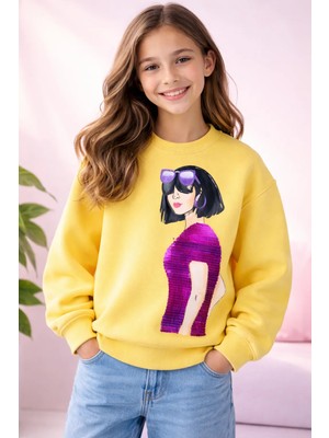 Almira Anne Bebek Kalın Dokulu Kız Çocuk Sweatshirt 11-13 Yaş Hardal Renk
