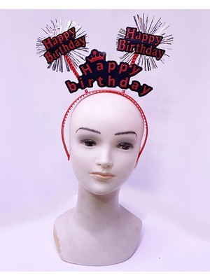 VeraGlobe Buğz Happy Birthday Neon Kırmızı Doğum Günü Tacı
