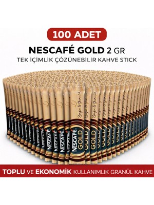 VeraGlobe Buğz Kahve Gold 2 gr 100 Adet Tek Içimlik Stick Çözünebilir Granül Kahve Ekonomik Toplu Paket