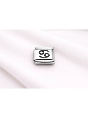 VeraGlobe Buğz Çelik Nomination Charm Yengeç Burcu | Paslanmaz Çelik Bileklik Charmı | Burç Temalı Zarif Takı