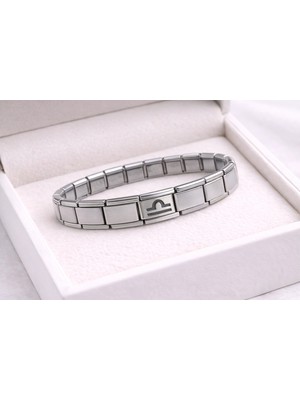 VeraGlobe Buğz Çelik Nomination Bileklik Terazi Burcu | Paslanmaz Çelik Burç Charm Detaylı | Zarif ve Dengeli Tasarım