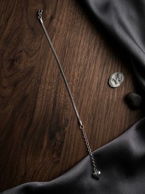 Meneva Aksesuar Minimalist Gümüş Renk Italyan Ezme Zincir Kalp Figürlü Paslanmaz Çelik Bileklik