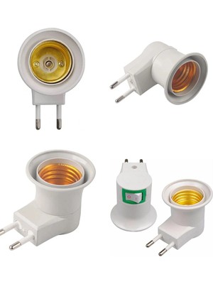 VeraGlobe Buğz Duylu Fiş E27 Duylu Ampul Takılan Fiş Priz Anahtarlı Duy Priz