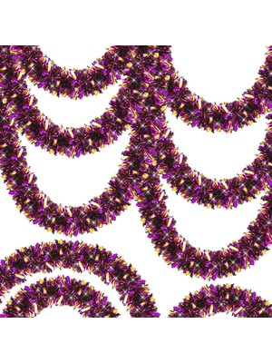VeraGlobe Buğz Mor Turuncu Renk 4 cm Genişlik Garland Çift Renk Sim Süs 180 cm