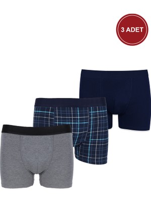 Koza İç Giyim Erkek 3'lü Pamuklu Likralı Boxer
