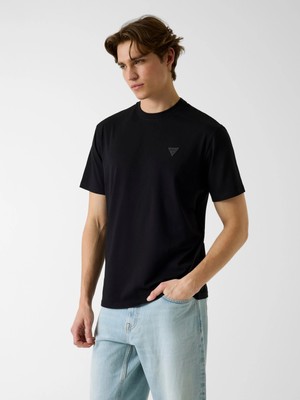 Guess Bisiklet Yaka Kısa Kollu Küçük Yamalı Pamuklu Modal Erkek Siyah T-Shirt M6GI21K3053-JBLK