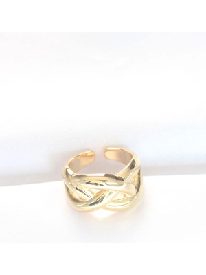 VeraGlobe Buğz Düğüm Model Gold Renk Ayarlanabilir Yüzük - Buğz