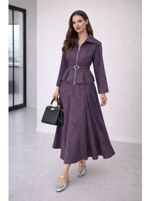 Hiramir Kadın Kot Takım Simli Kemerli  Modern Ikili Takım YZ2522