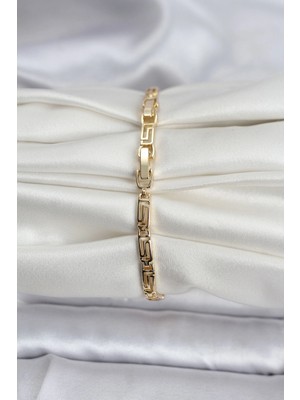 VeraGlobe Buğz 14K Gold Renk Kaplama Zirkon Taşlı Baget Model cm Kadın Bileklik - Buğz