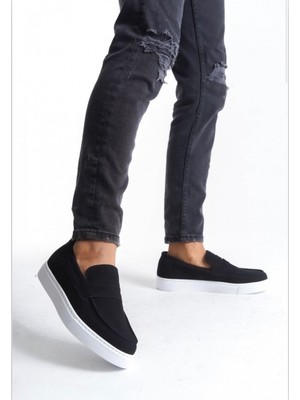 BOA Xramburada 580 Bağcıksız Kuşaklı Yüksek Süet Siyah Beyaz Taban Erkek Ayakkabı