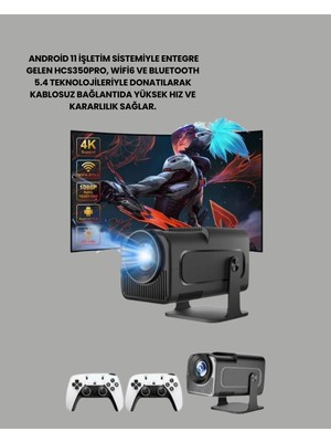 VeraGlobe Buğz HCS350PRO Android 11 Işletim Sistemli Mini Projektör - Buğz