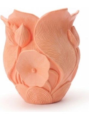 VeraGlobe Buğz Turuncu Floral Tasarımlı 3D Vazo Şık Ev Dekorasyon Aksesuarı - Buğz