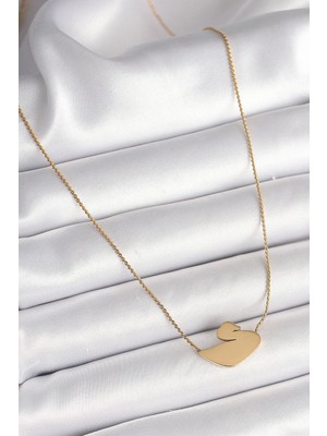 VeraGlobe Buğz 316L Çelik Gold Renk Zincir Kuğu Model Kadın Kolye - Buğz