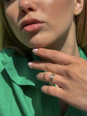 Ekinci Kuyumculuk Baget Taşlı Spor 14 Ayar Altın Yüzük Mavi - 19