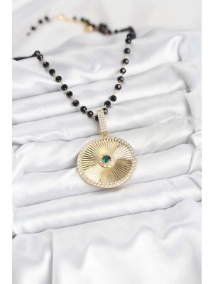 VeraGlobe Buğz 316L Çelik Zincir Kristal Boncuklu Kadın Kolye - Buğz