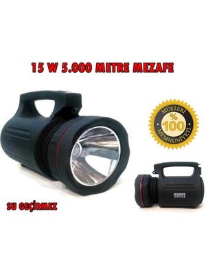 VeraGlobe Buğz GS-8006 Parlak Ledli Taşınabilir Şarj Edilebilir El Feneri 15W ( Buğz )