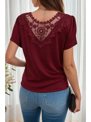 Kadın Kısa Kollu V Yakalı Viskon Bluz