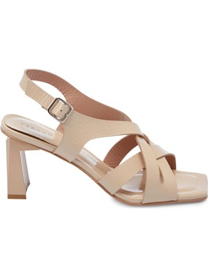 Tergan Bej Hakiki Rugan Deri Kadın Topuklu Ayakkabı - K25Y1AY68087-A54