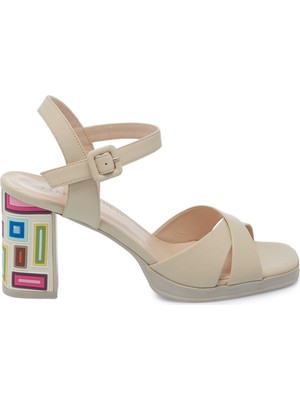 Tergan Bej Hakiki Deri Kadın Topuklu Ayakkabı - K25Y1AY68082-A25