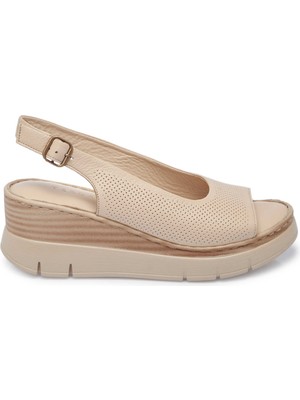 Tergan Bej Hakiki Deri Kadın Sandalet - K25Y1SN67981-A25