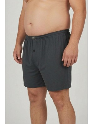 Balkonda Erkek Şort Külot Battal Beden %100 Pamuklu Cotton 3'lü Paket Düğmeli Rahat Model - Berrak