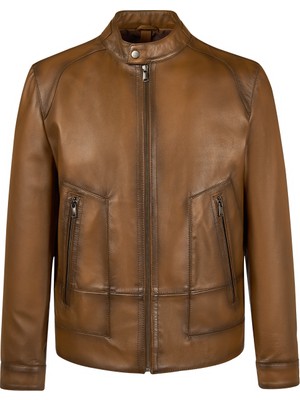 Derimod King Erkek Kahverengi Hakim Yaka Deri Ceket 25WGE65801M