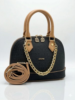 Just Polo Orijinal Justpolo Küçük Boy 2 Bölmeli Kabartma Deri Altın Zincirli Kadın Omuz Çantası 4076