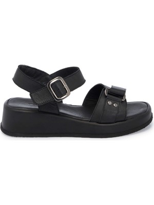Tergan Siyah Hakiki Deri Kadın Sandalet - K25Y1SN68062-A23