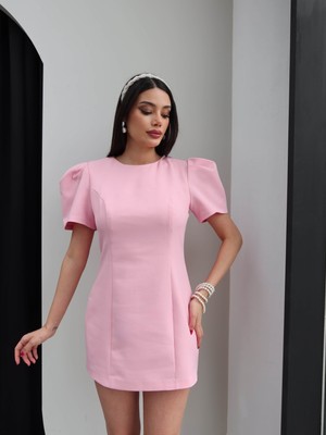 Esra Helvacı Balon Kol Mini Elbise