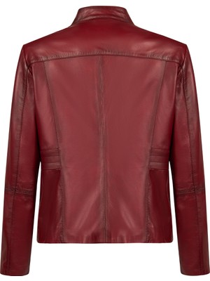 Derimod Lydia(Plus) Kadın Kırmızı Geniş Kalıp Deri Ceket 25WGE529747