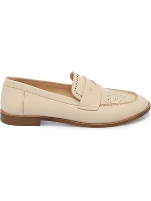 Tergan Bej Hakiki Deri Kadın Loafer - K25I1AY68019-A25