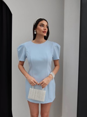 Esra Helvacı Balon Kol Mini Elbise