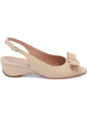 Tergan Bej Hakiki Rugan Deri Kadın Topuklu Ayakkabı - K25Y1AY68088-A54