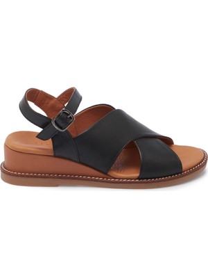 Tergan Siyah Hakiki Deri Kadın Sandalet - K25Y1SN68056-A23