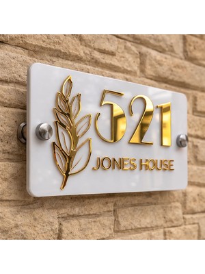 Gold Aynalı Pleksi Kapı Numarası – Kişiye Özel Isimli Villa & Apartman Kapı Tabelası 15X25 cm
