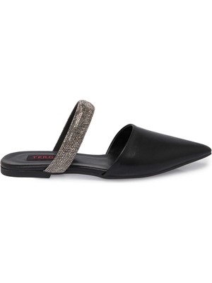 Tergan Siyah Vegan Kadın Terlik - K25Y1TR68001-O3C