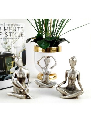 Mirsa Global 3 Lü Dekoratif Yogacı Kız Gümüş