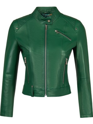 Derimod Sonia Kadın Yeşil Kısa Deri Ceket 25WGE5913FT