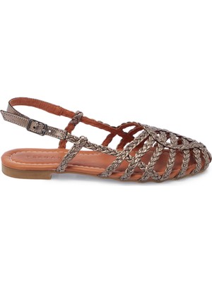 Tergan Platin Hakiki Deri Kadın Sandalet - K25Y1SN67954-O1U