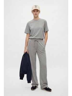 Ritnice Kadın Elix Modal Touch Bisiklet Yaka Bel Lastikli Cepli Gri Melanj Alt Üst Takım