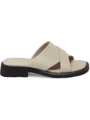 Tergan Vizon Hakiki Deri Kadın Terlik - K25Y1TR67978-A44