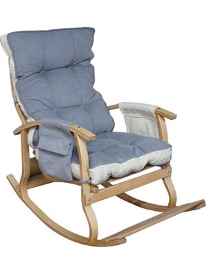 Reyo Home Lidya Lüks Çift Minderli Sallanan Sandalye Tv Koltuğu Gri/krem